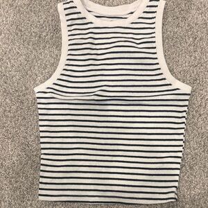Hollister Black and White Striped Tank Top